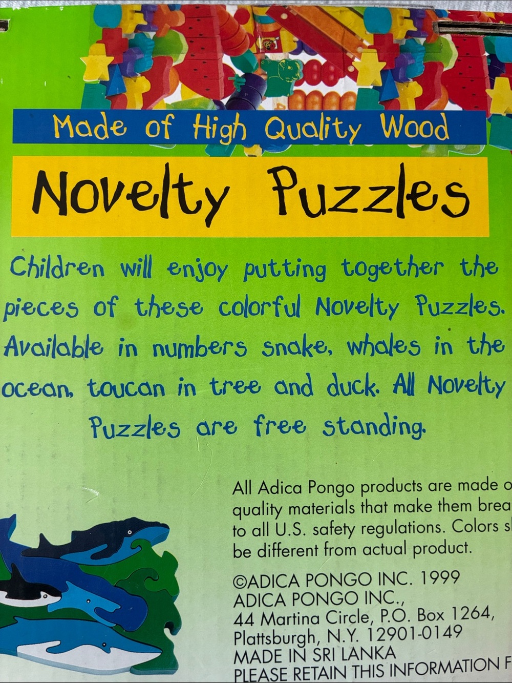 Adica Pongi Inc - VTG. DUCK NOVELTY PUZZLE (13 pieces) - Picture 7 of 7